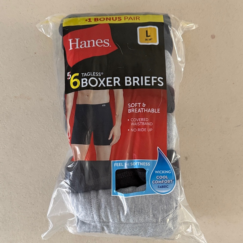 Hanes Men's Boxer Briefs in Black and Light Gray